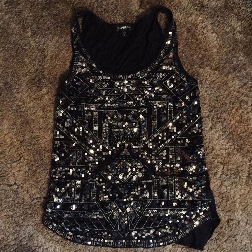 Black sparkly Express Tank Top
